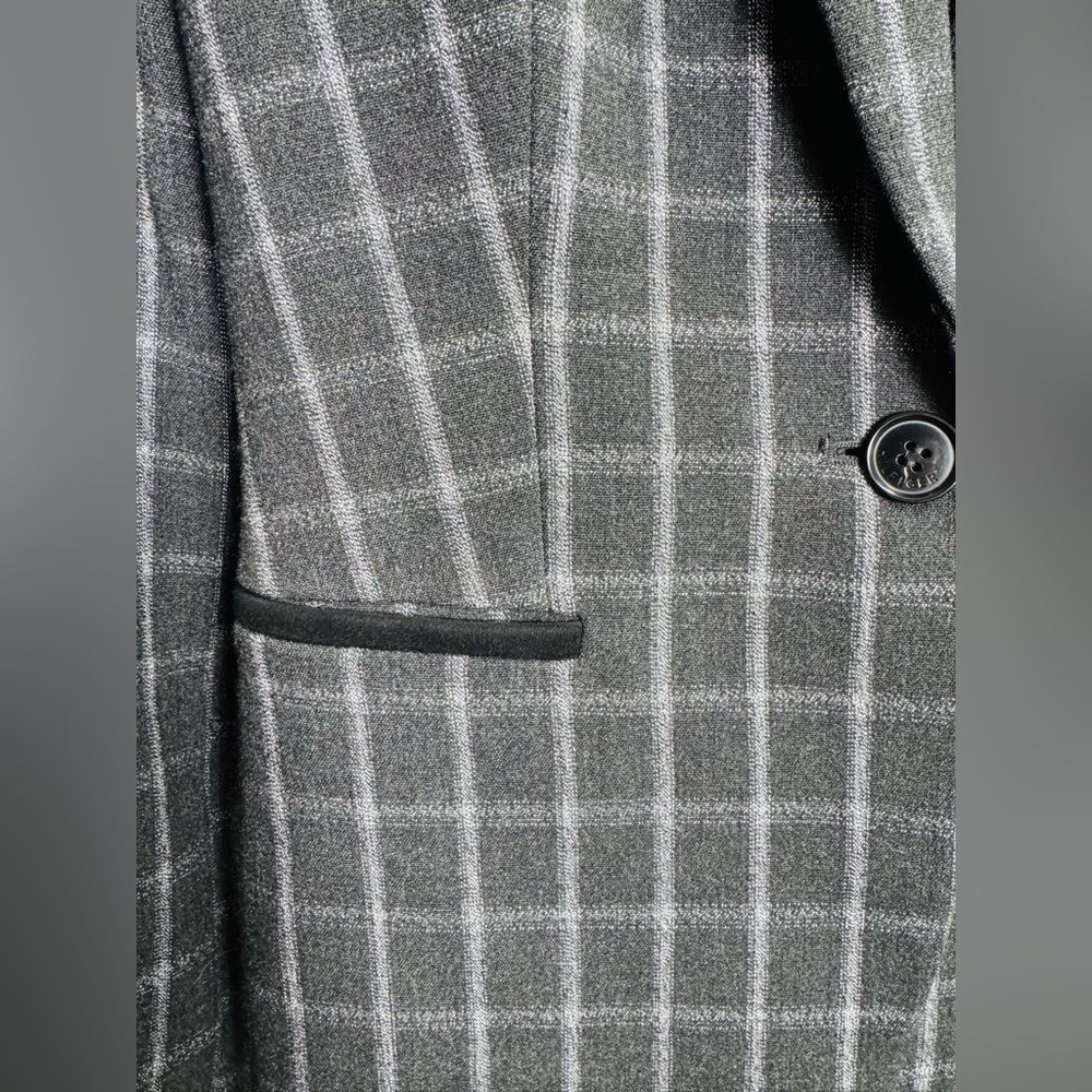 Tommy Hilfiger Plaid Blazer Gray Windowpane Elbow Patches Size 8 - Picture 4 of 9